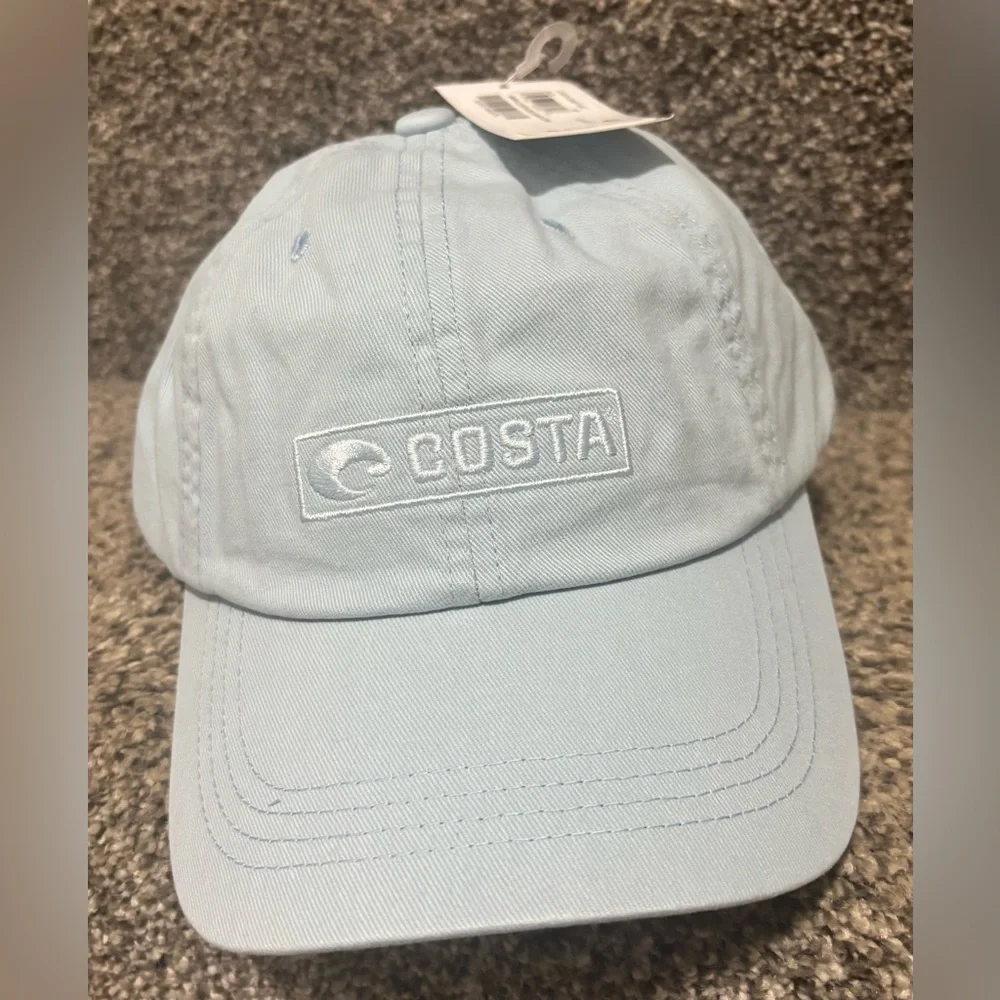 NWT Costa Light Blue Embroidered Logo Easy Hat/ Baseball Cap